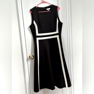 Calvin Klein, A-line dress, size 14 black and white